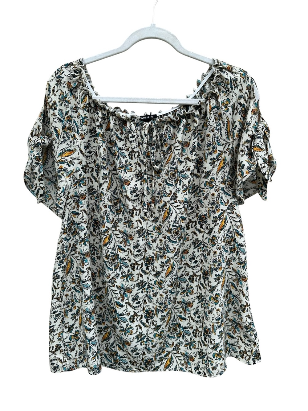 Sami & Jo White Floral print Tie-Sleeve Top